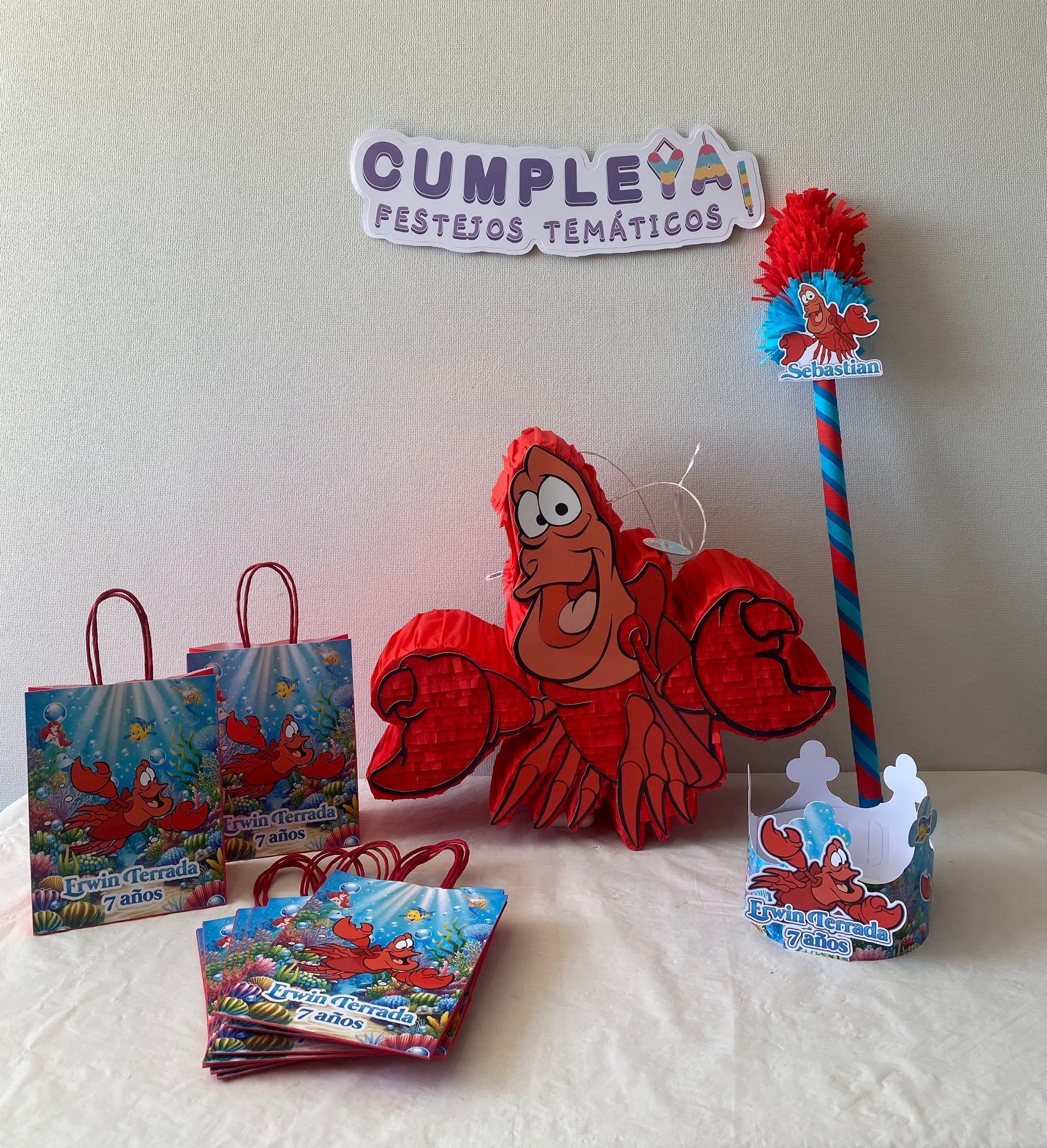 PIÑATA CANGREJO SEBASTIAN 40CM PREMIUM