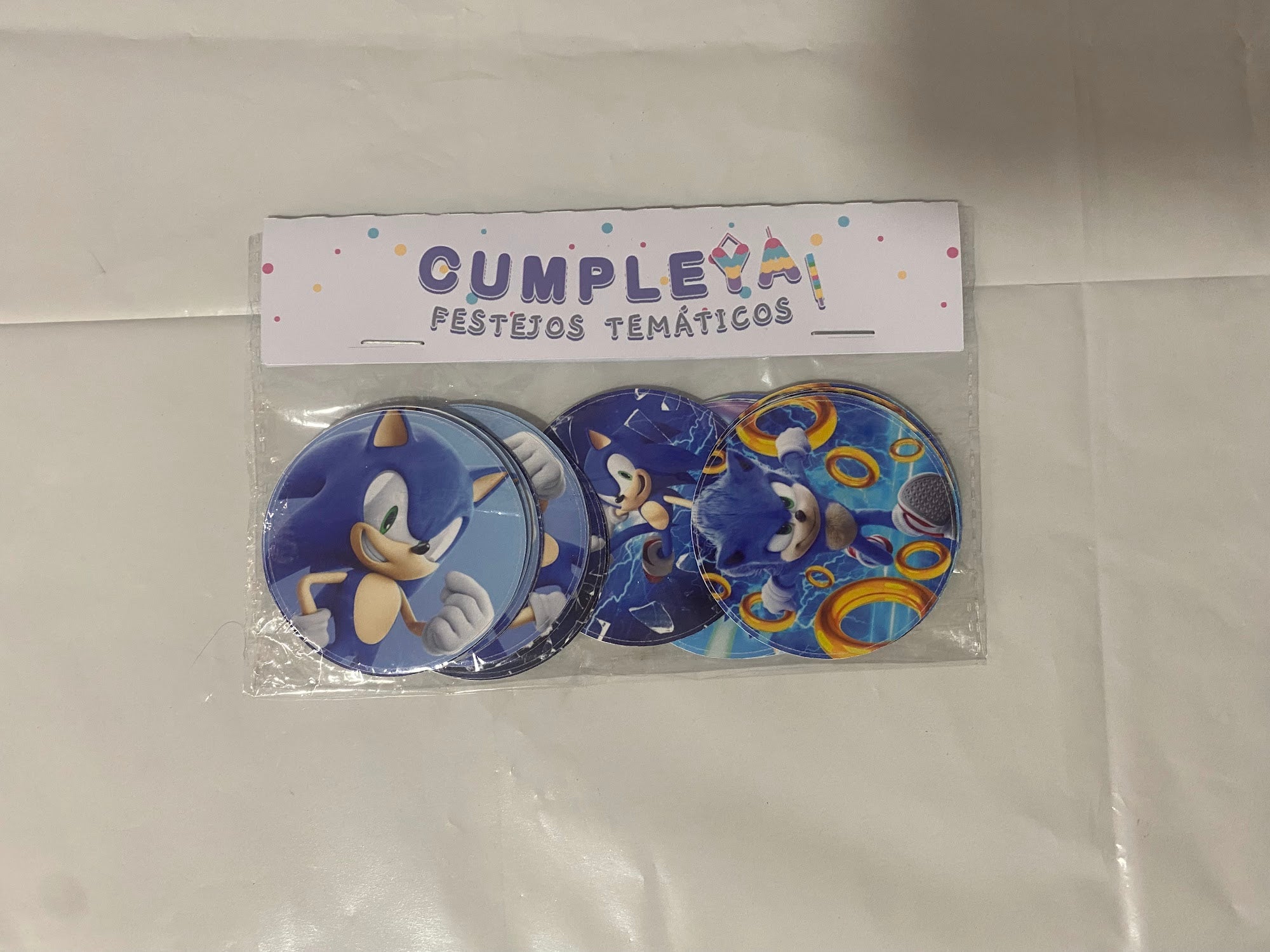 30 STICKER CIRCULARES 5 X 5 CM SONIC