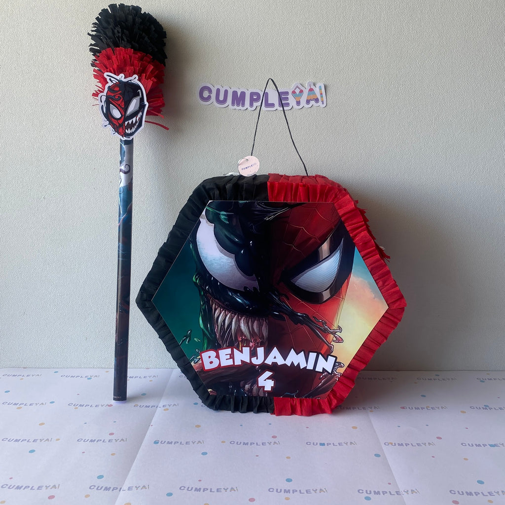 PIÑATA SPIDERMAN Y VENOM HEXAGONAL EXPRÉS 40CM