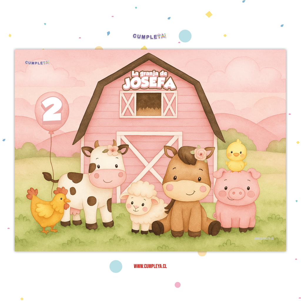 INDIVIDUALES GRANJA ROSADA PAPEL BRILLANTE 21X30CM TEMÁTICO