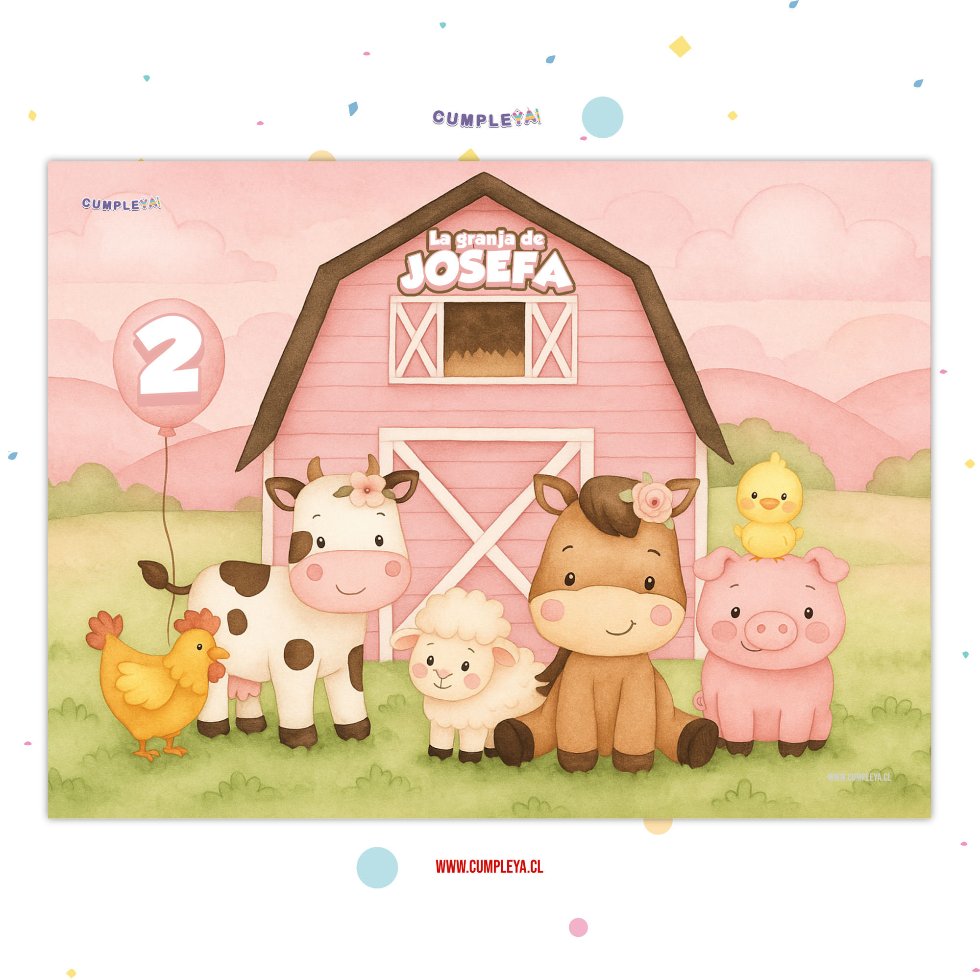 INDIVIDUALES GRANJA ROSADA PAPEL BRILLANTE 21X30CM