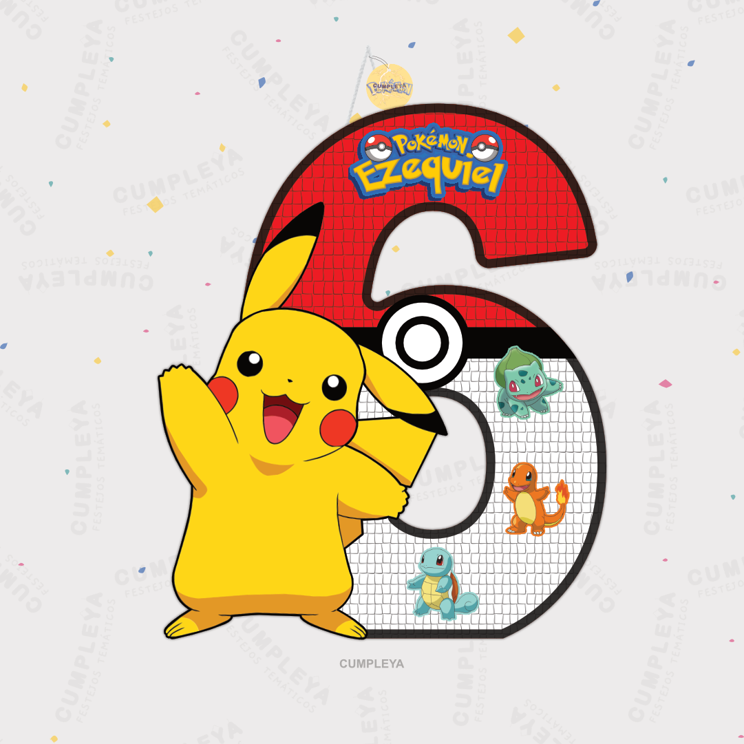 PIÑATA NUMERO 6 PIKACHU 60CM PREMIUM
