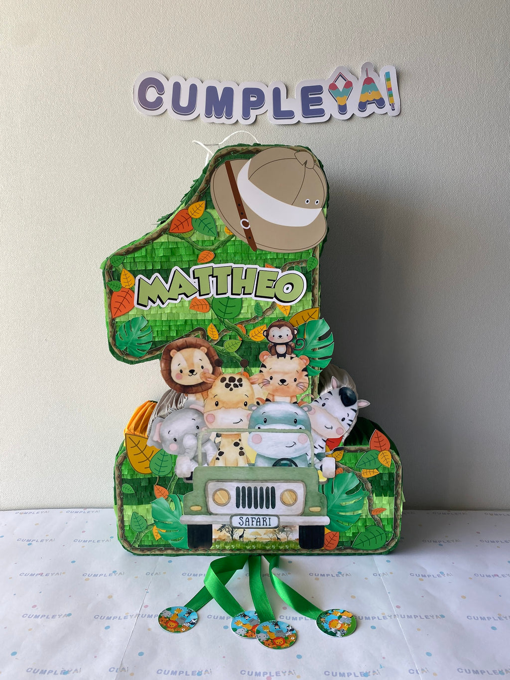 PIÑATA NUMERO 1 CON JEEP SAFARI 60CM PREMIUM