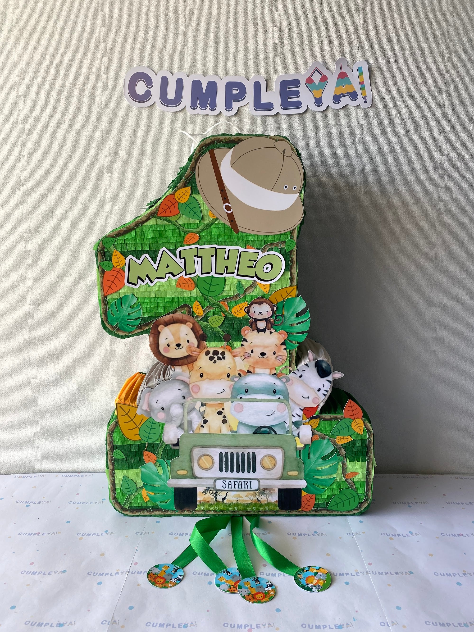PIÑATA NUMERO 1 CON JEEP SAFARI 60CM PREMIUM