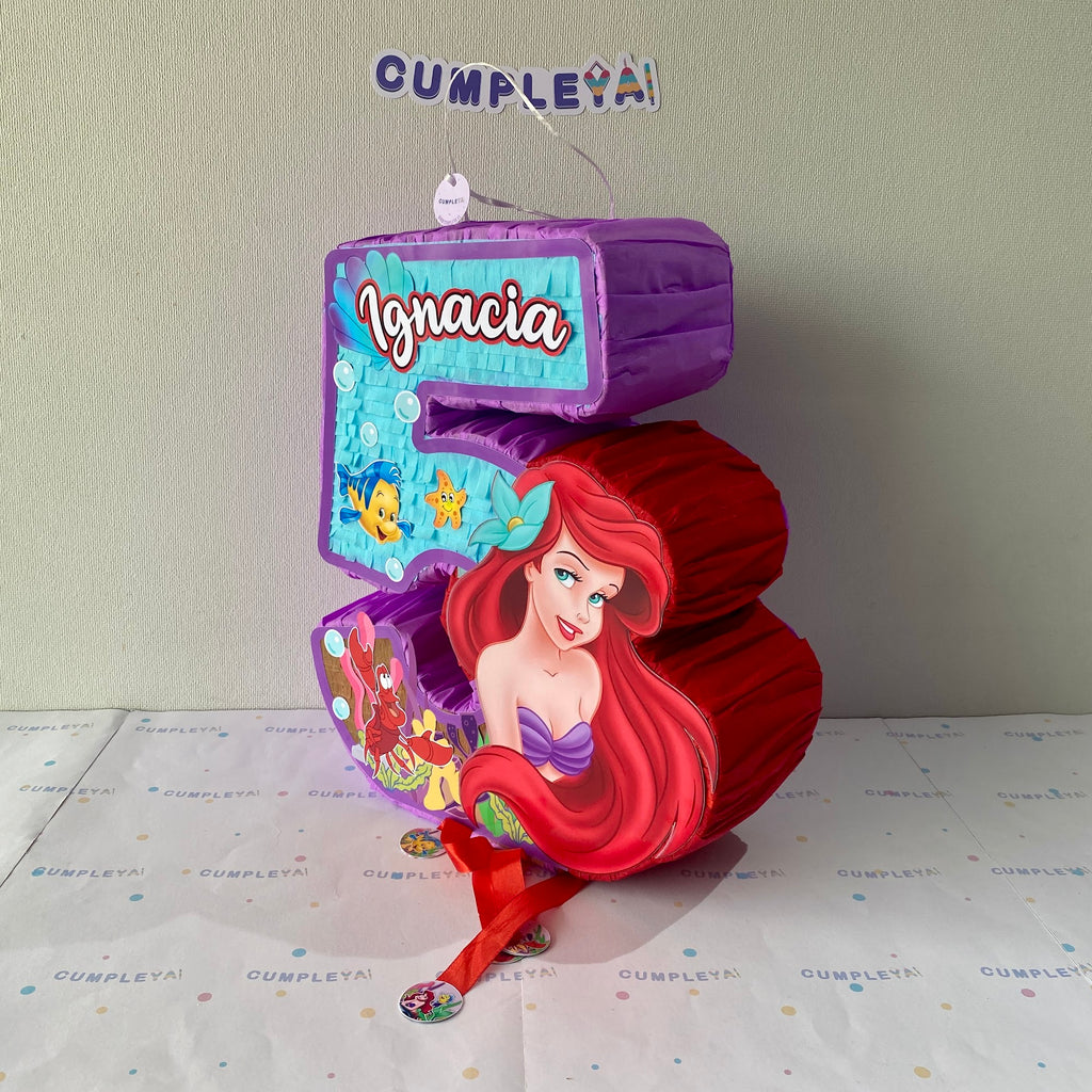 PIÑATA NUMERO 5 DE SIRENITA 40CM PREMIUM