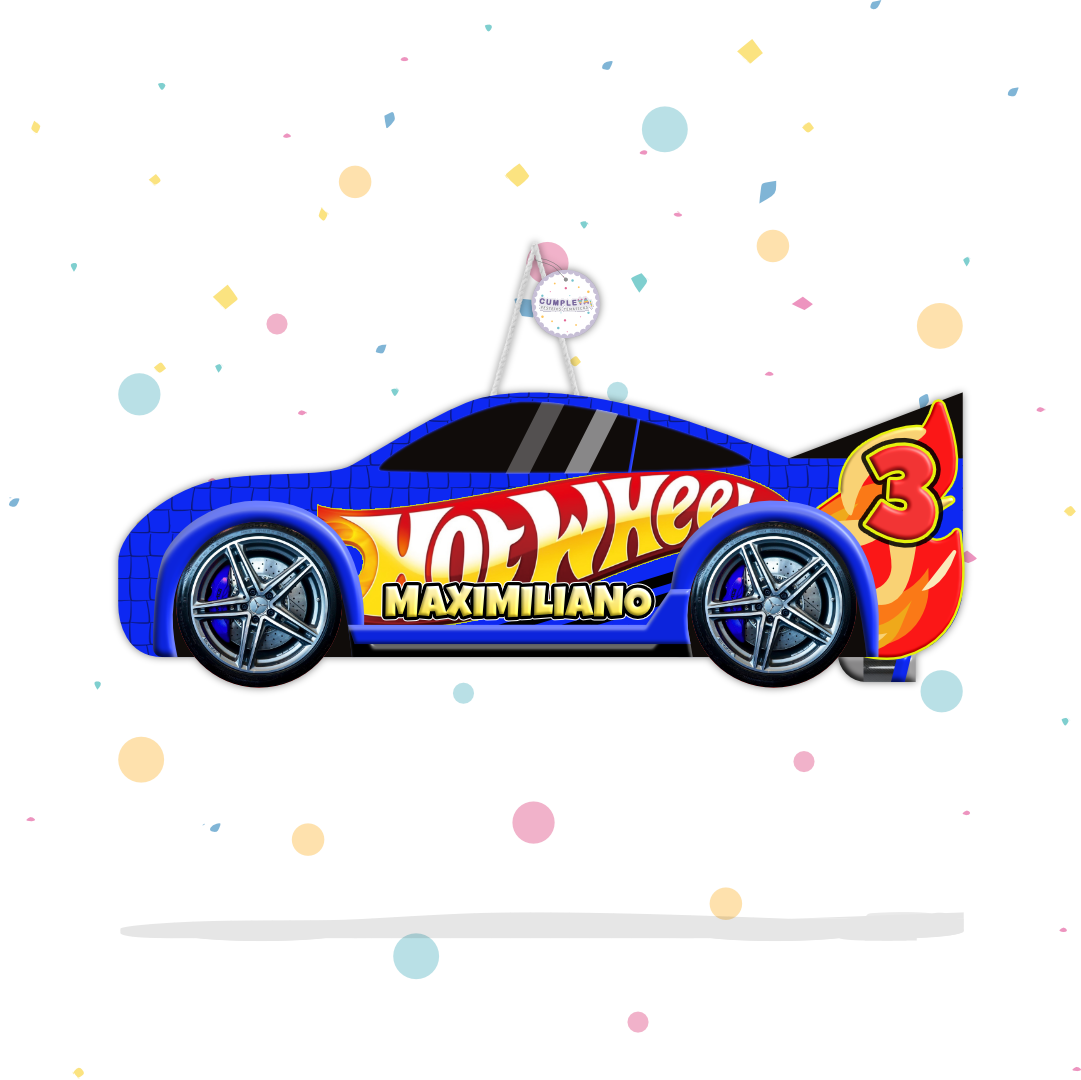PIÑATA AUTO AZUL HOT WHEELS 60CM PREMIUM