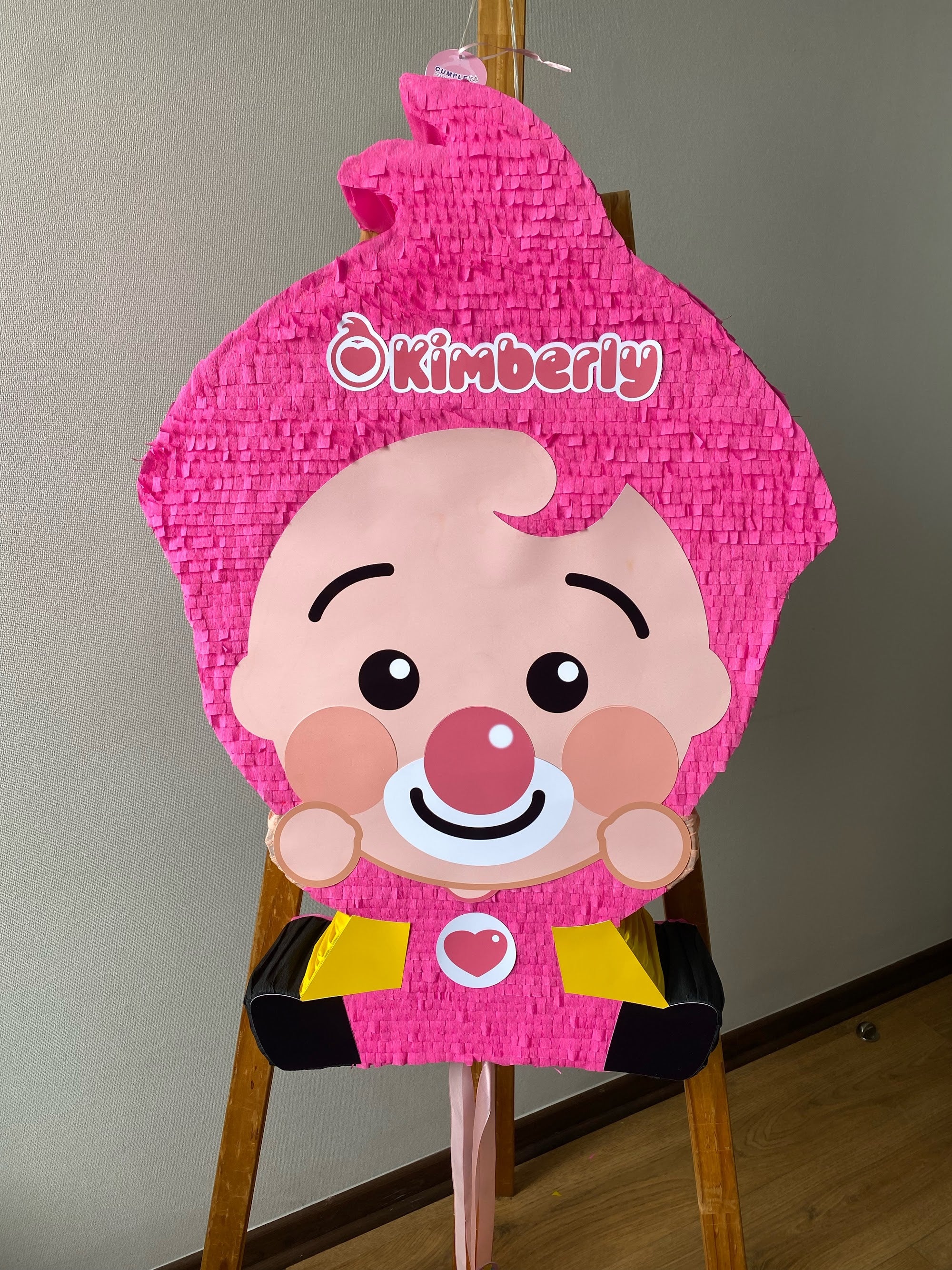 PIÑATA PAYASO PLIM PLIM ROSA SENTADO 60CM PREMIUM