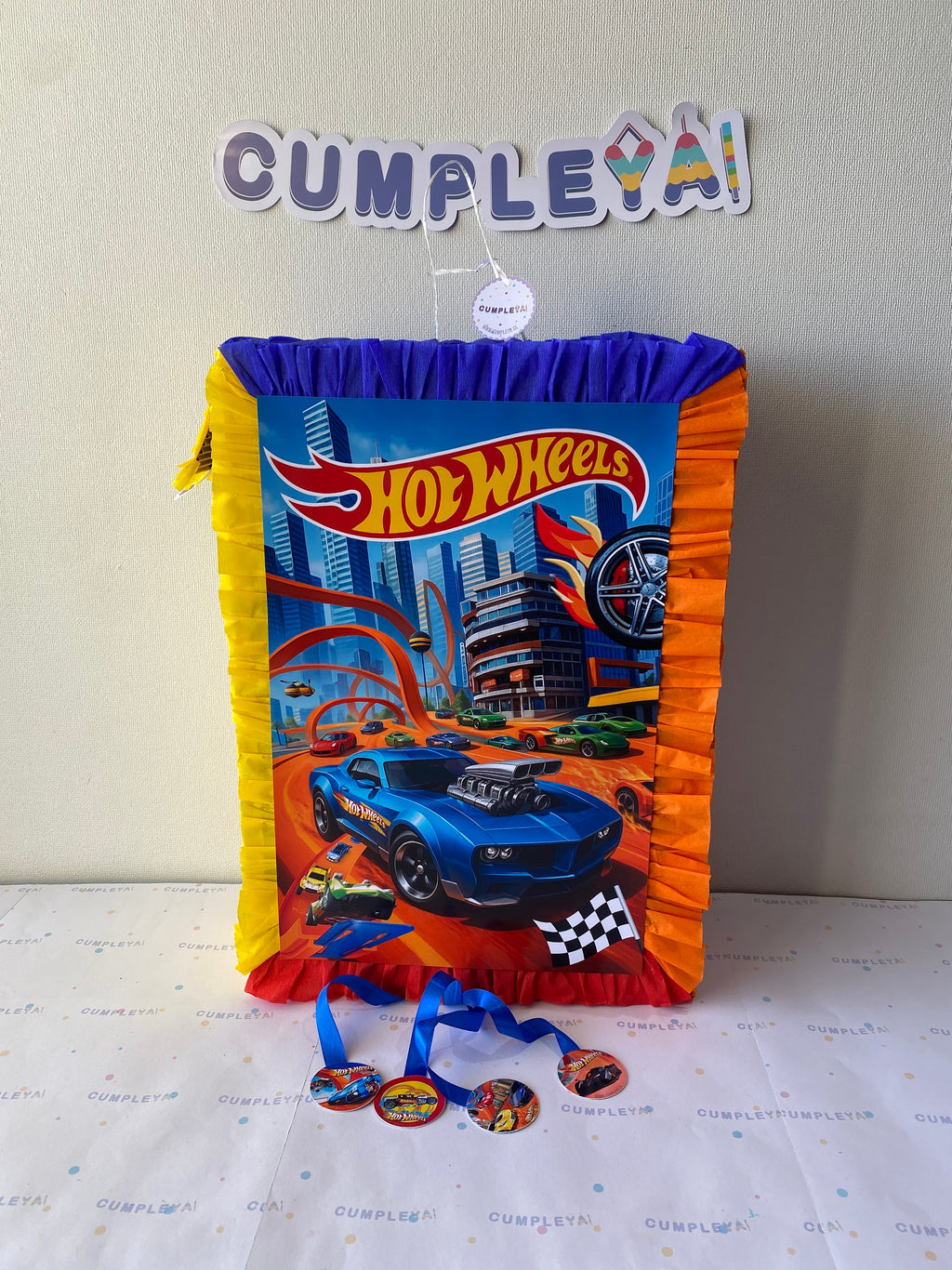 PIÑATA HOT WHEELS RECTANGULAR EXPRÉS 50CM