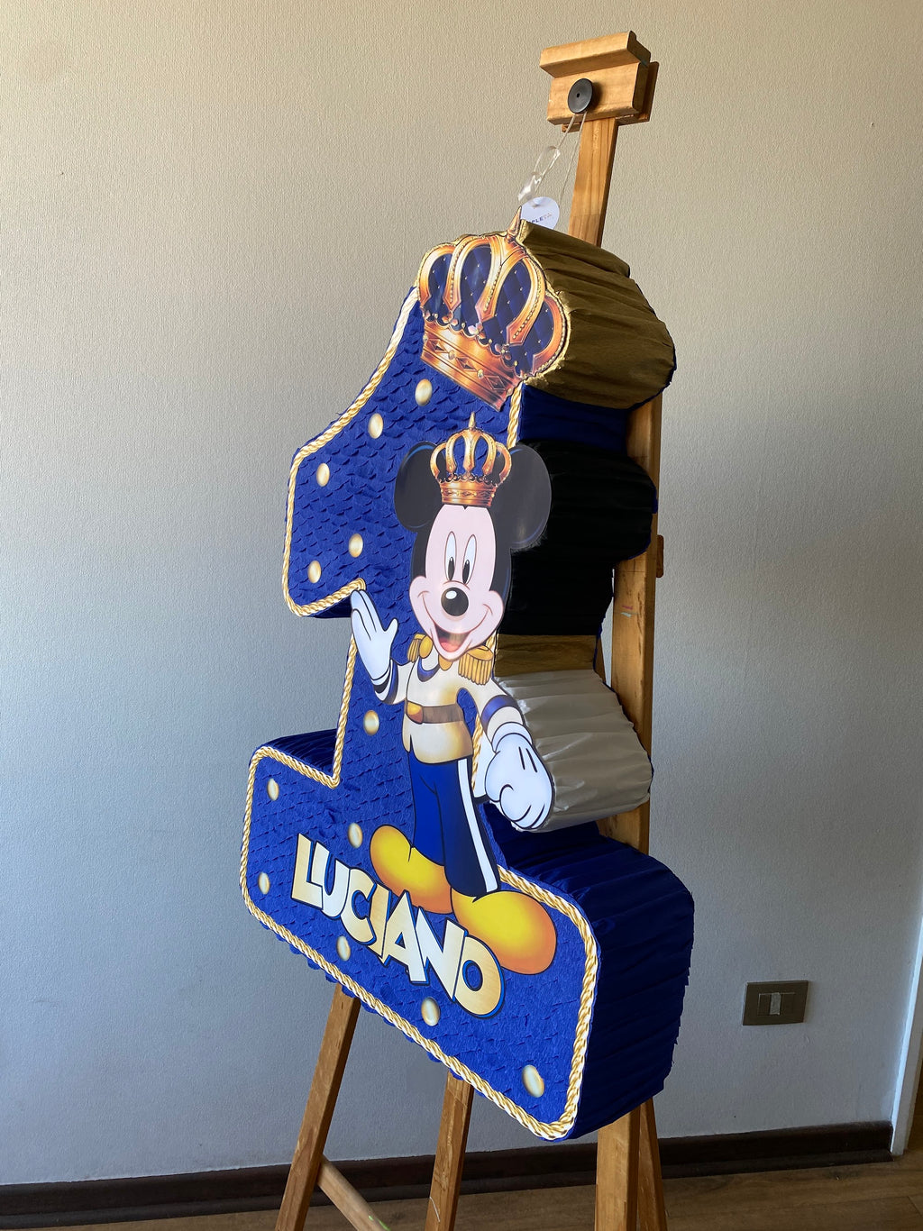 PIÑATA NUMERO 1 MICKEY REY AZUL 60CM PREMIUM