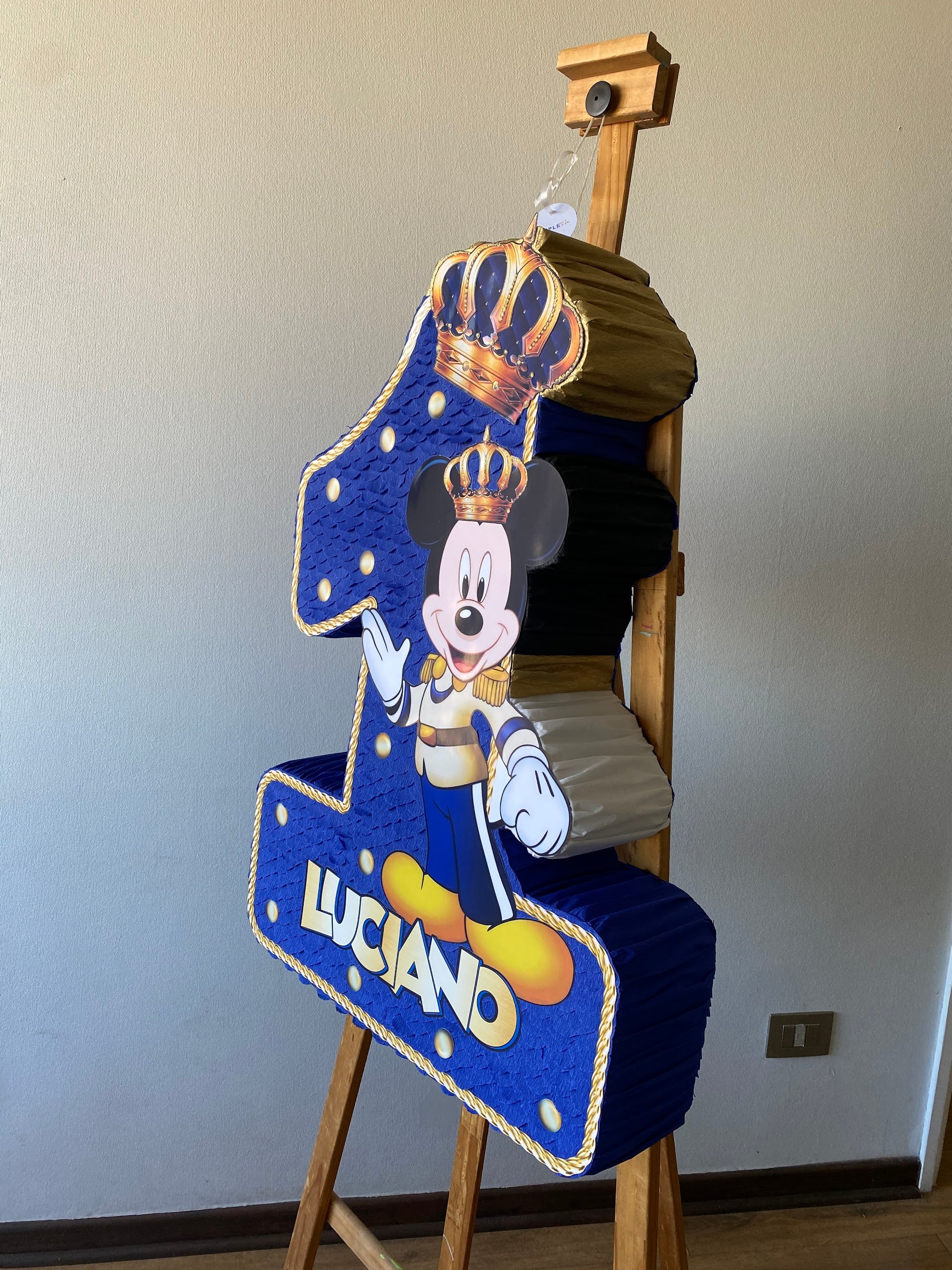 PIÑATA NUMERO 1 MICKEY REY AZUL 60CM PREMIUM