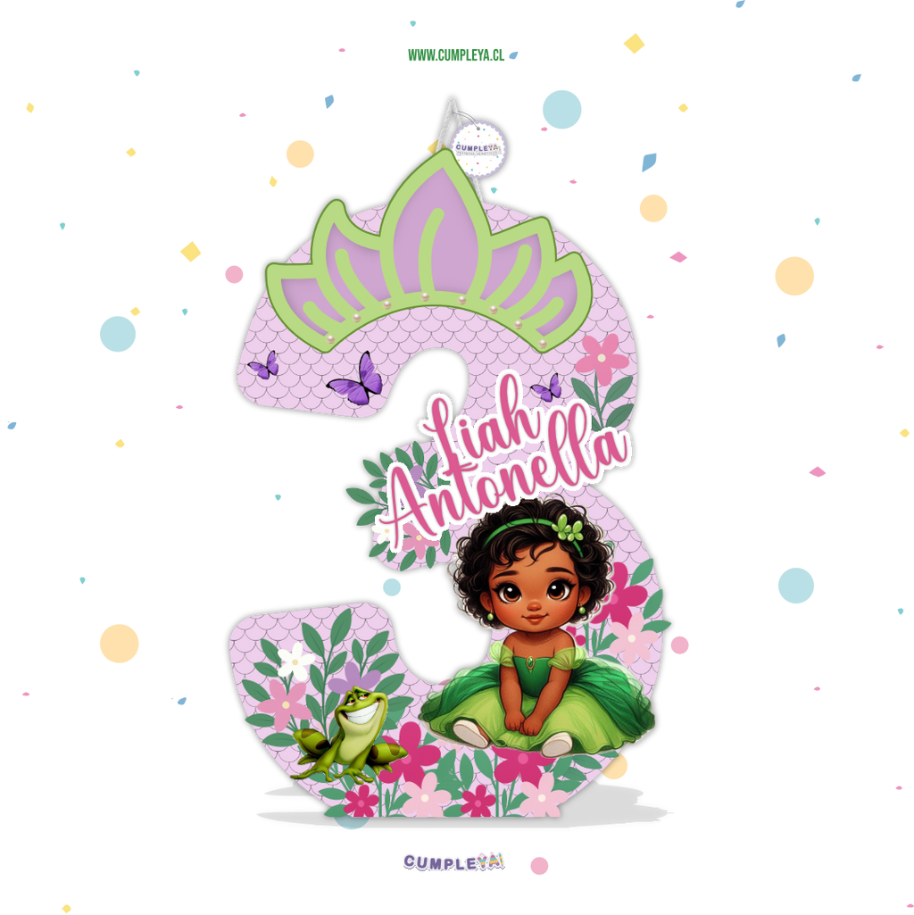 PIÑATA NUMERO 3 PRINCESA TIANA BEBE 60CM PREMIUM