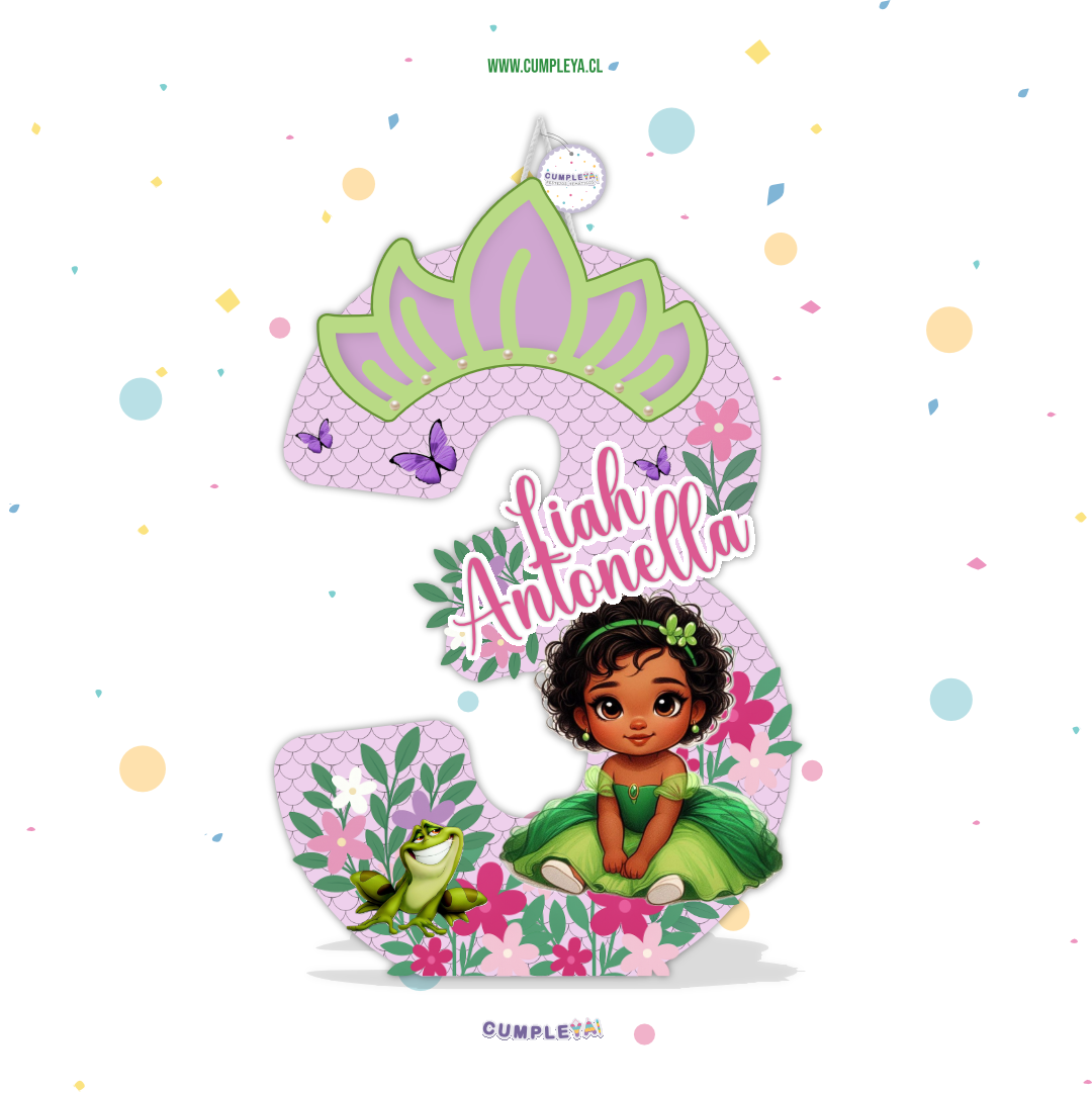 PIÑATA NUMERO 3 PRINCESA TIANA BEBE 60CM PREMIUM