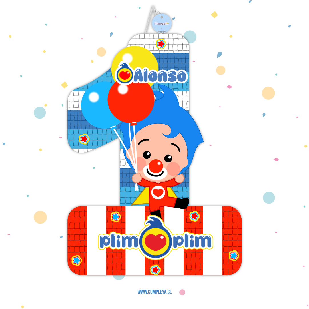 PIÑATA PAYASO PLIM PLIM NUMERO 1 40CM PREMIUM
