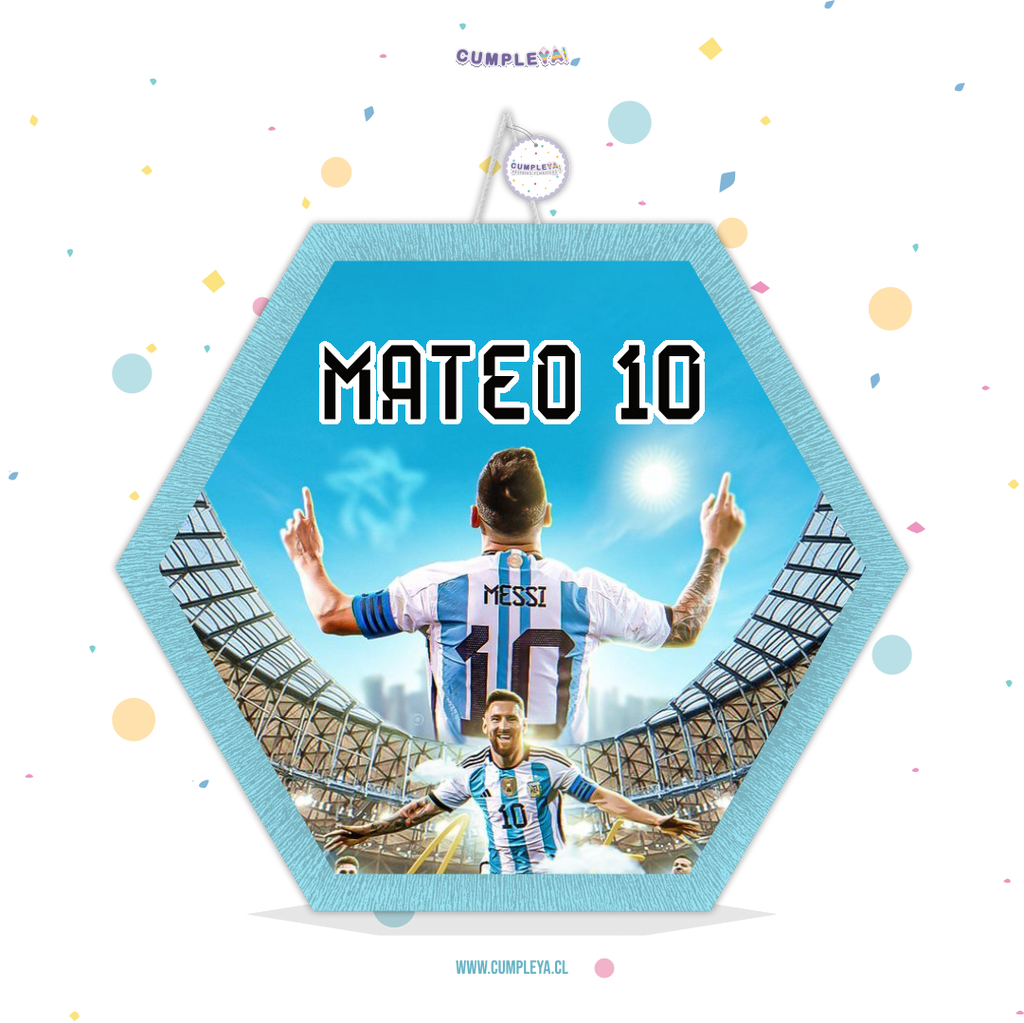 PIÑATA MESSI ARGENTINA HEXAGONAL EXPRÉS 40CM