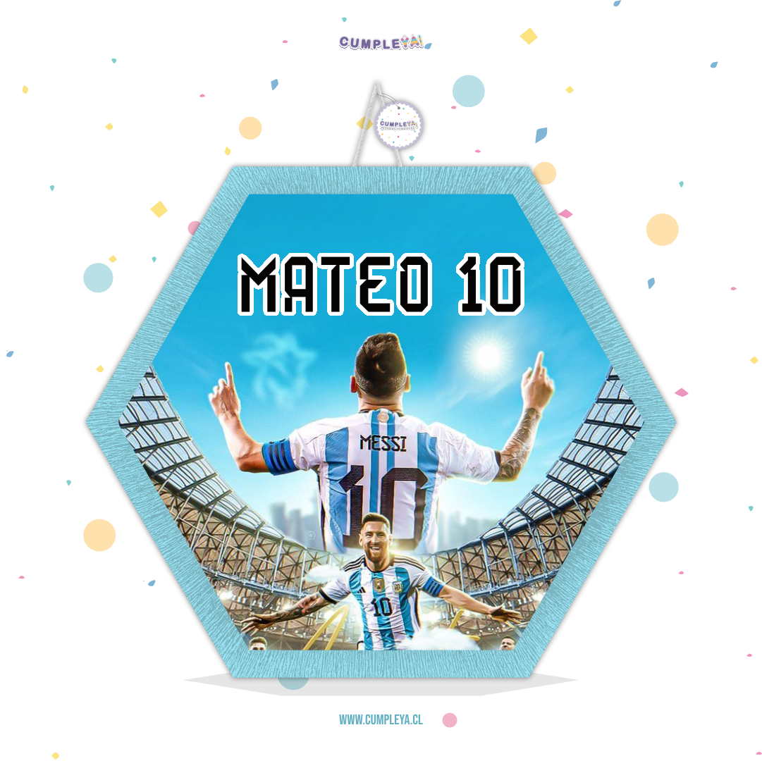 PIÑATA MESSI ARGENTINA HEXAGONAL EXPRÉS 40CM