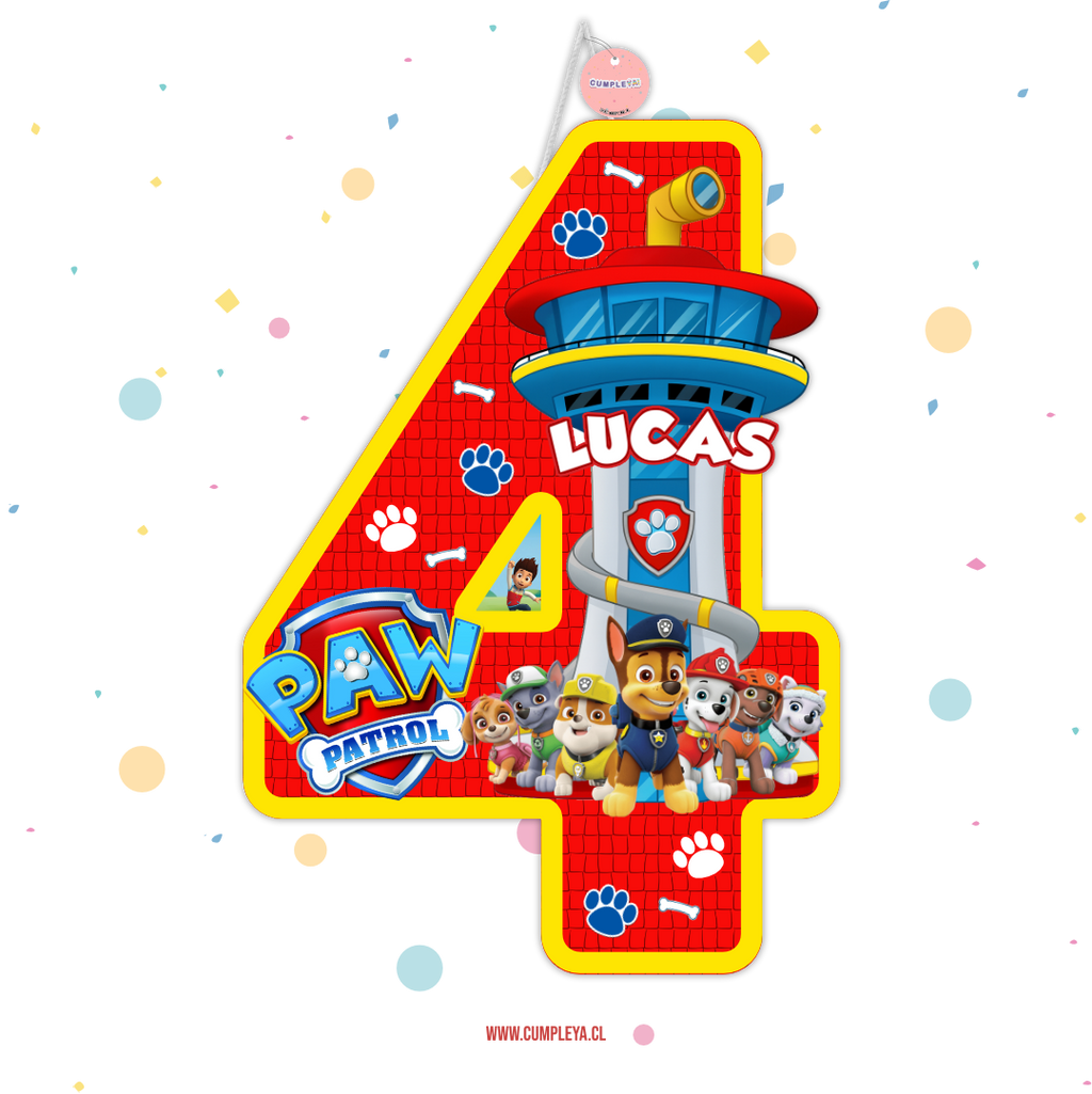 PIÑATA NUMERO 4 PAW PATROL 60CM PREMIUM