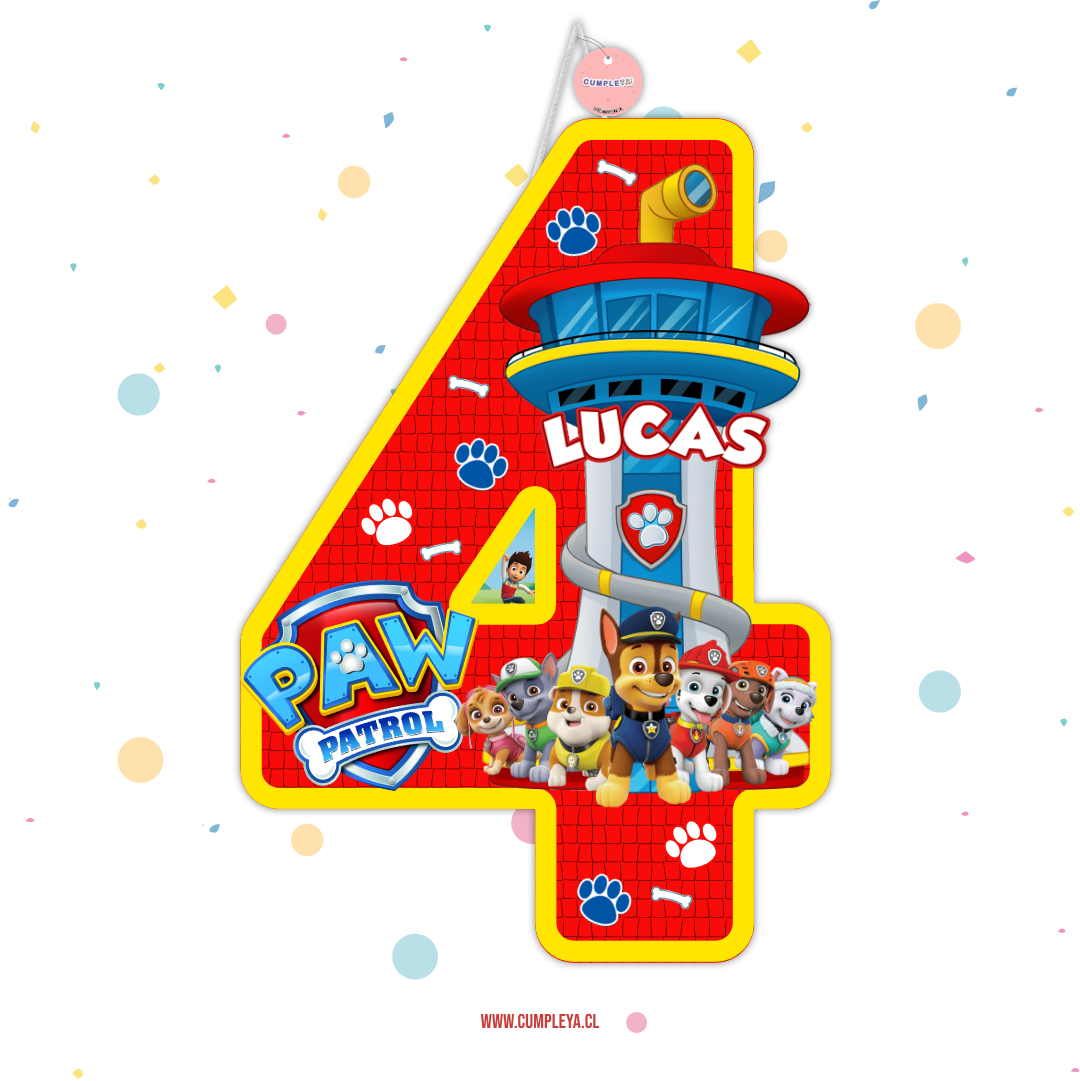 PIÑATA NUMERO 4 PAW PATROL 60CM PREMIUM