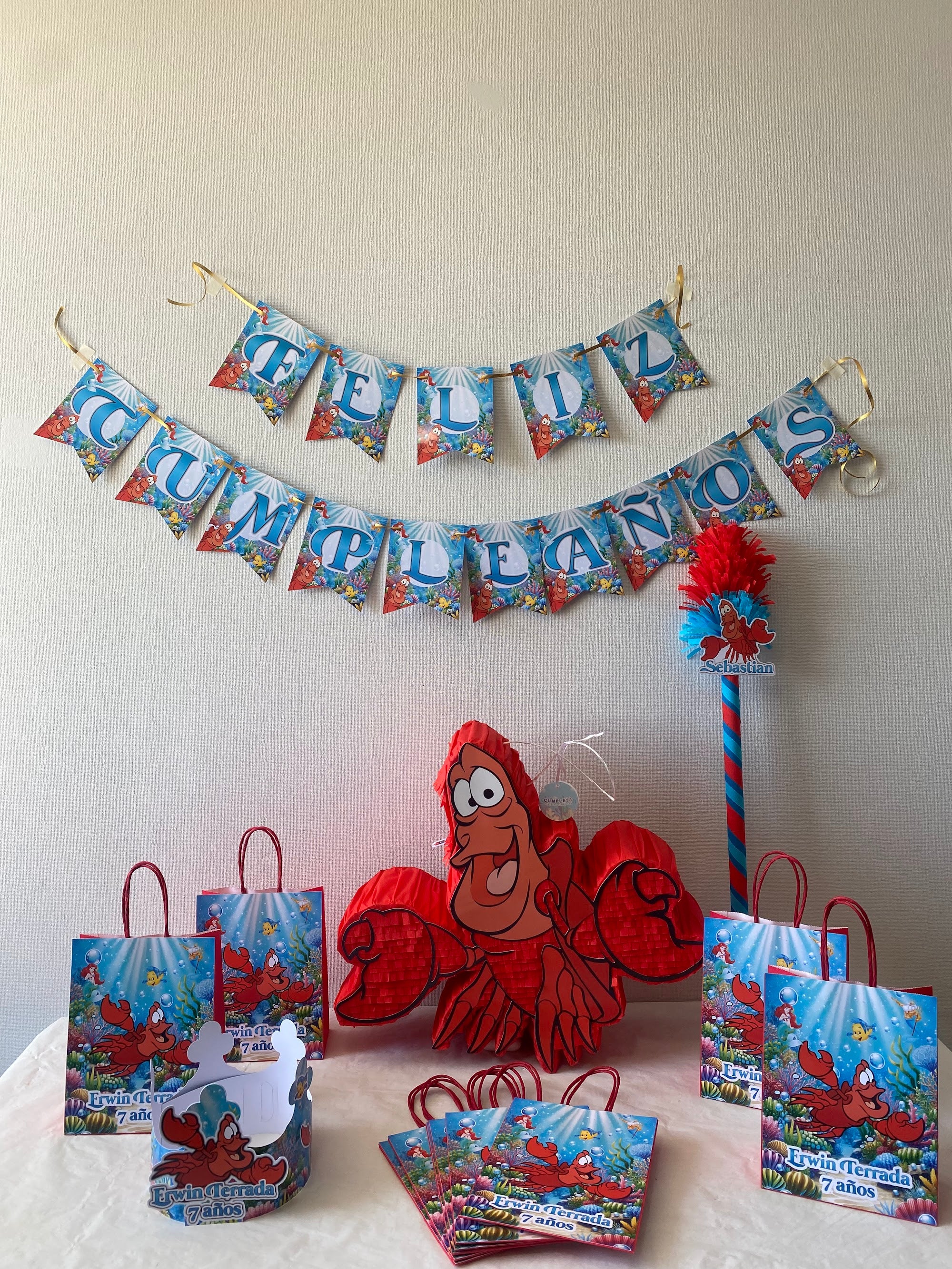 PIÑATA CANGREJO SEBASTIAN 40CM PREMIUM