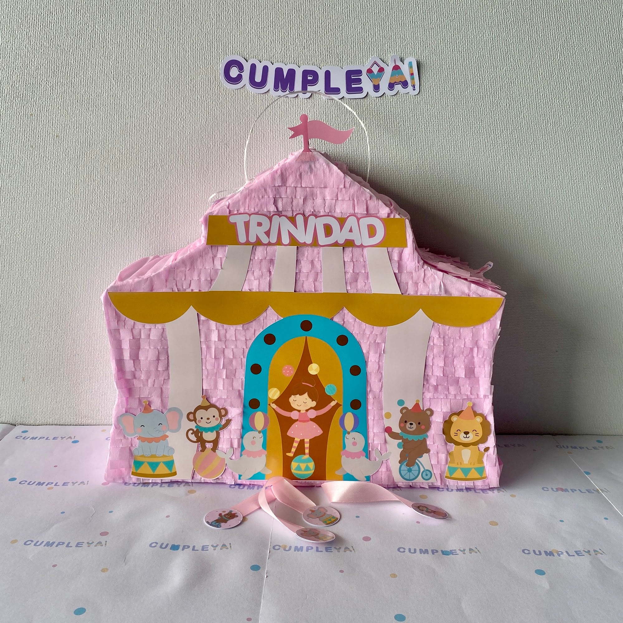 PIÑATA CIRCO ROSADO 40CM PREMIUM