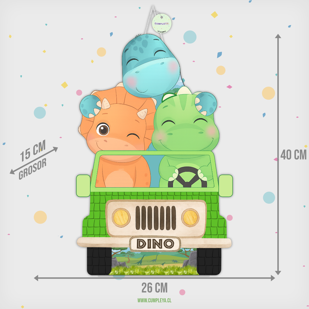PIÑATA JEEP DINOSAURIO BEBES 40CM PREMIUM