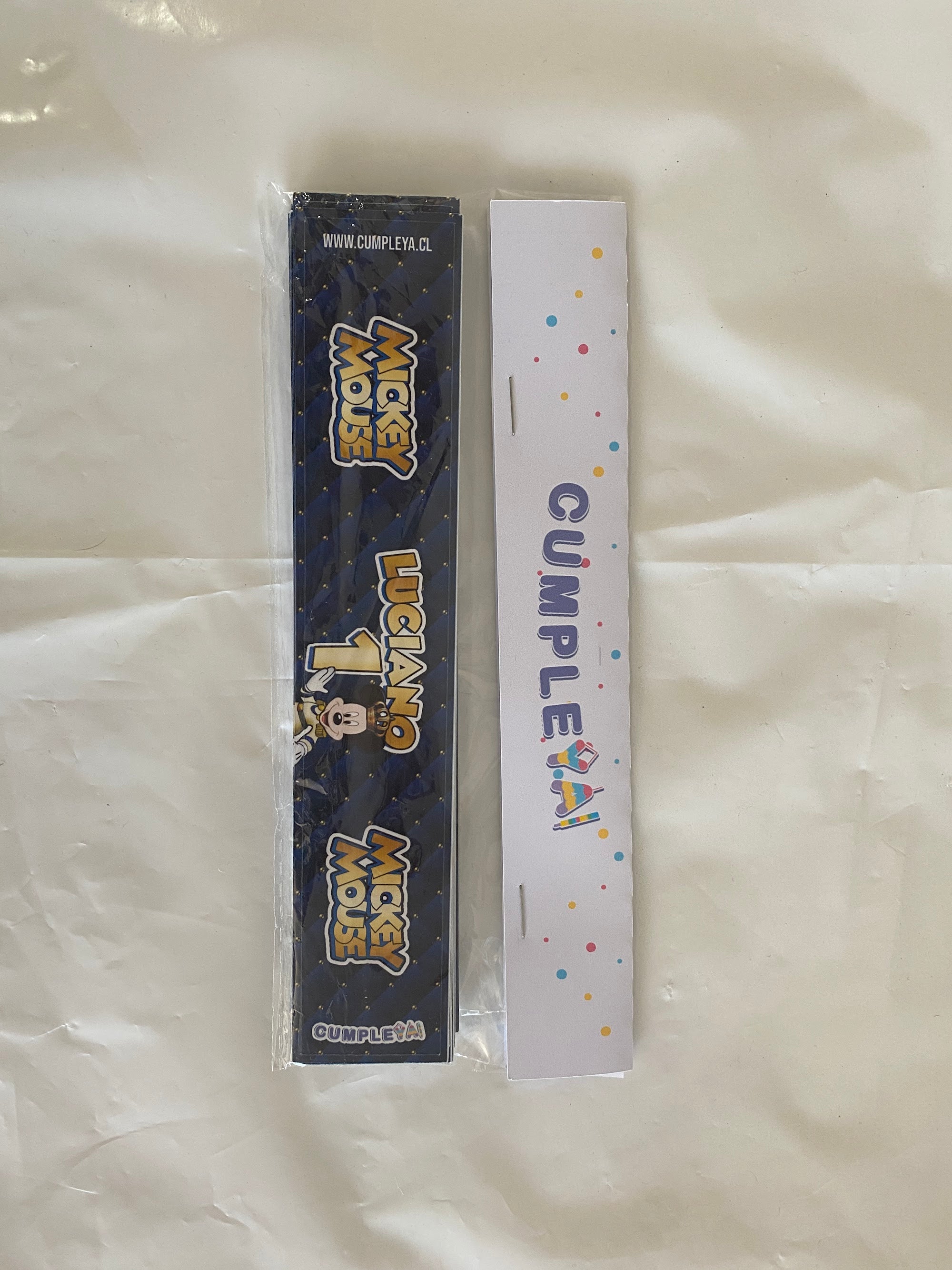 STICKER MICKEY AZUL PARA BOTELLA 250ML 18X3, 5CM SET 12U TEMÁTICO