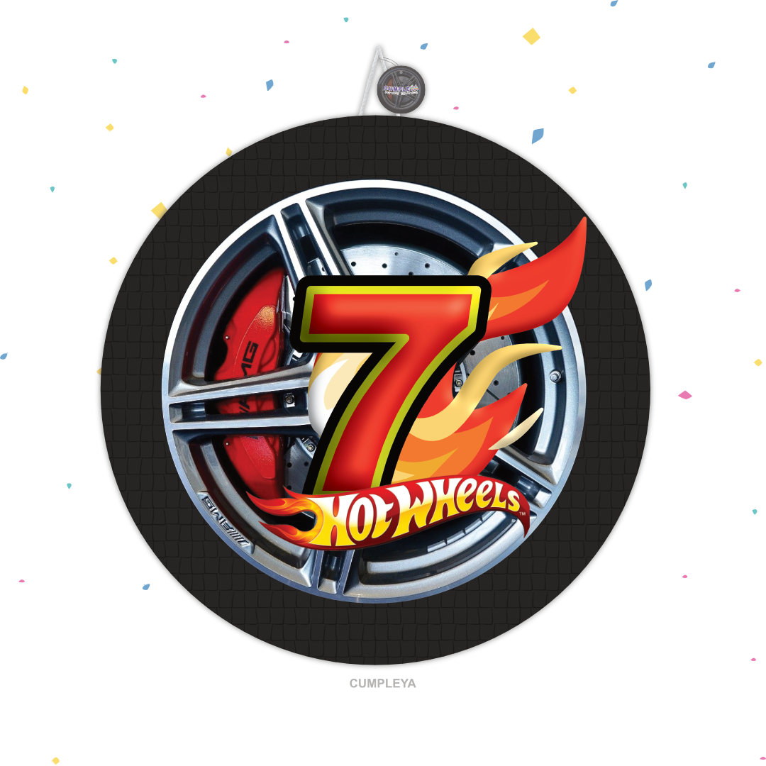 PIÑATA RUEDA DE AUTO 60CM PREMIUM