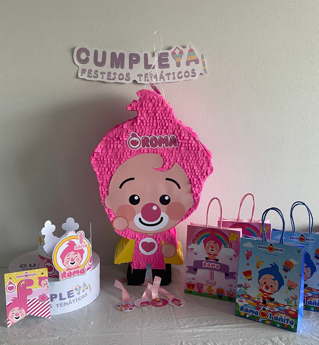 PIÑATA PLIM PLIM DE PIE ROSADO 60CM PREMIUM