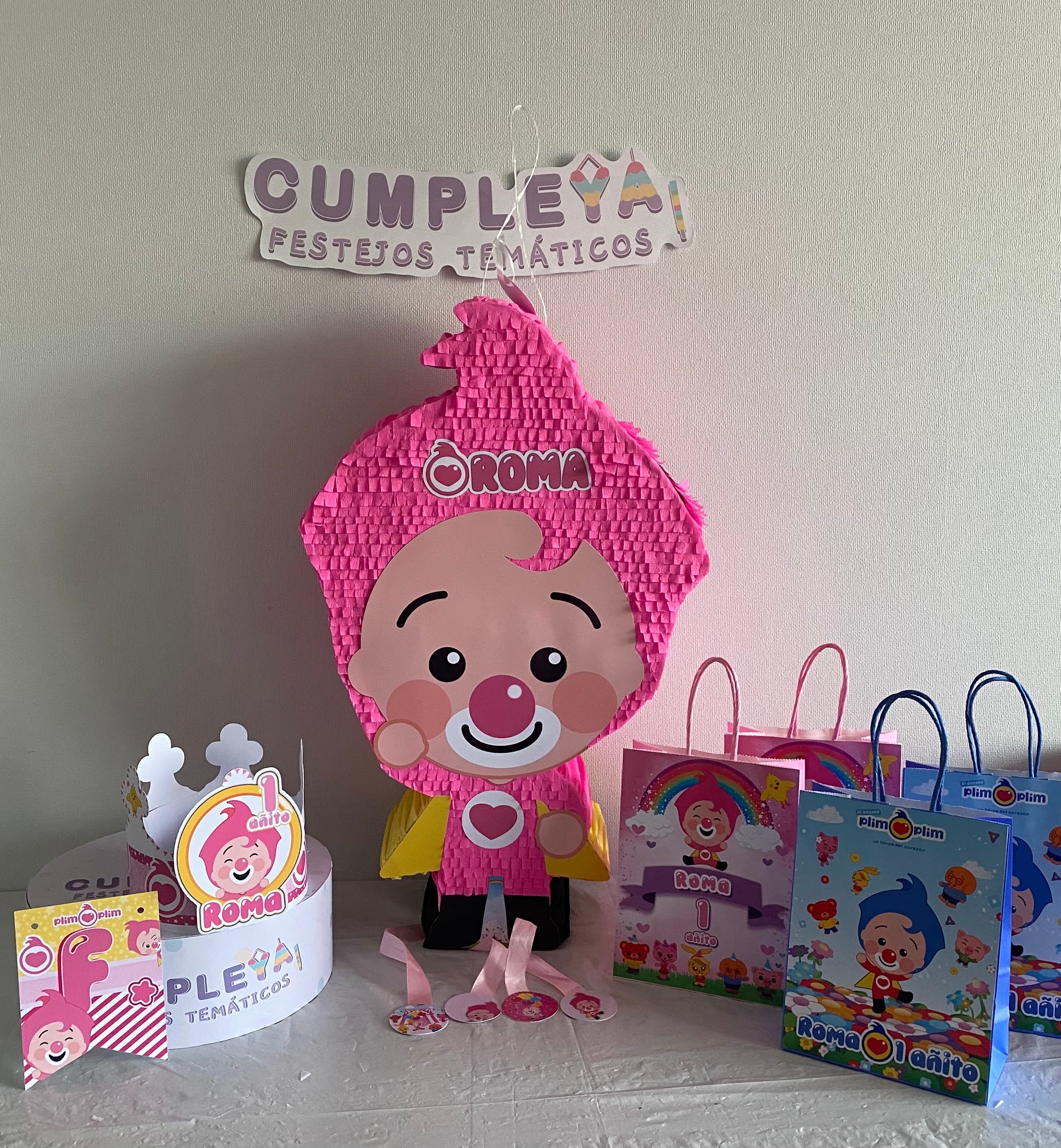 PIÑATA PLIM PLIM DE PIE ROSADO 60CM PREMIUM