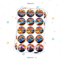 30 STICKER CIRCULARES 5 X 5 CM HOT WHEELS