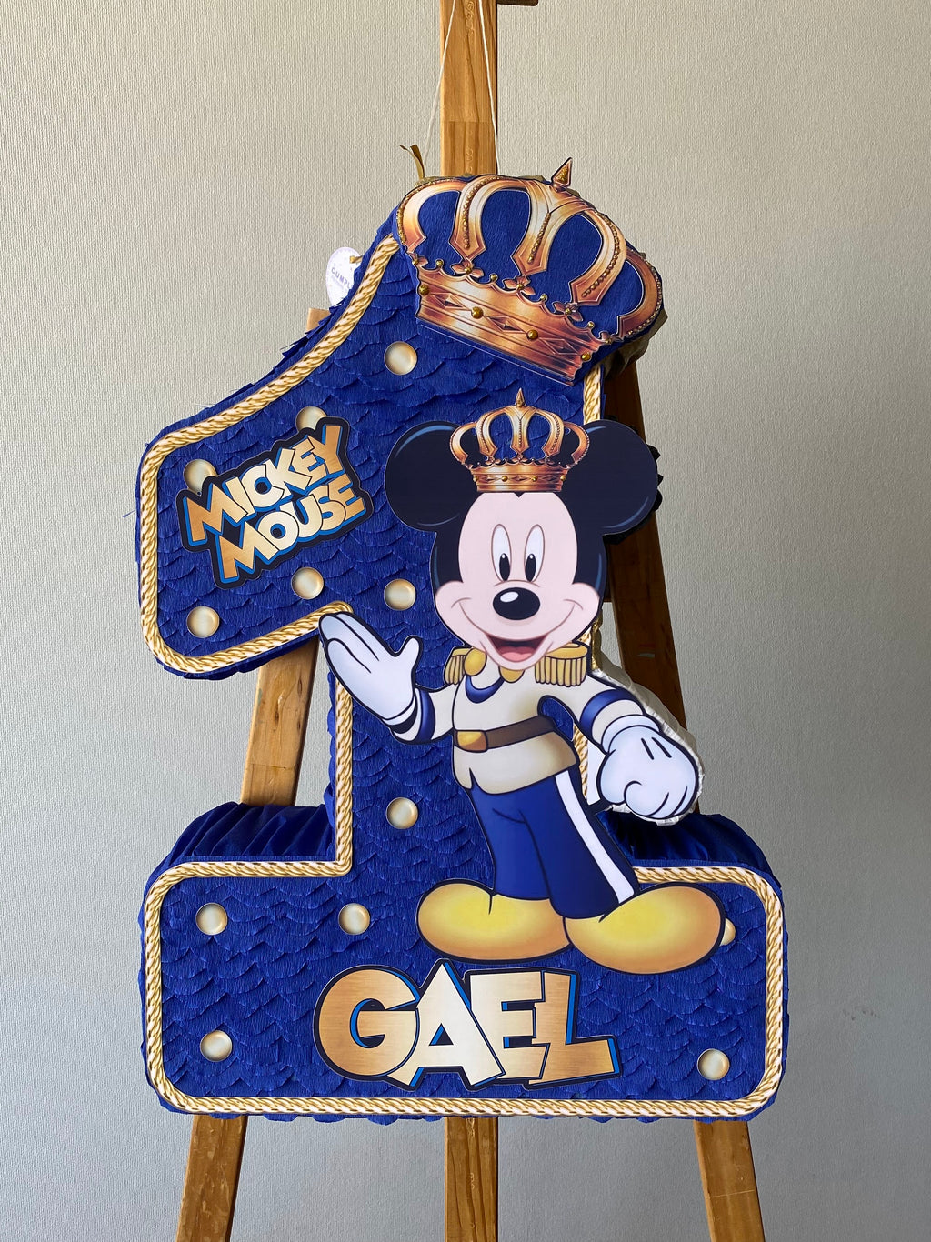 PIÑATA NUMERO 1 MICKEY REY AZUL 60CM PREMIUM