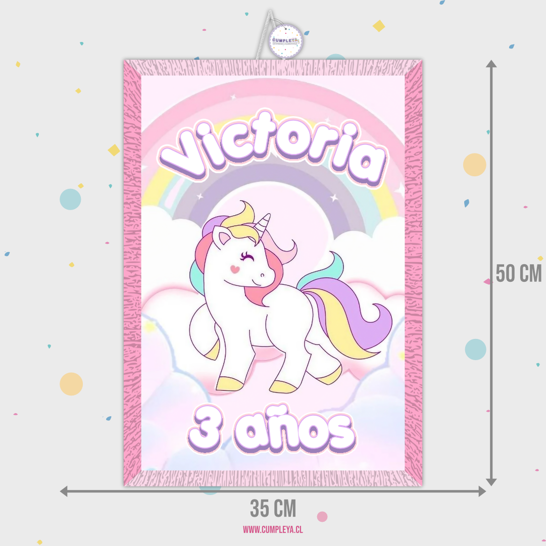 PIÑATA 40 CM RECTANGULAR UNICORNIO