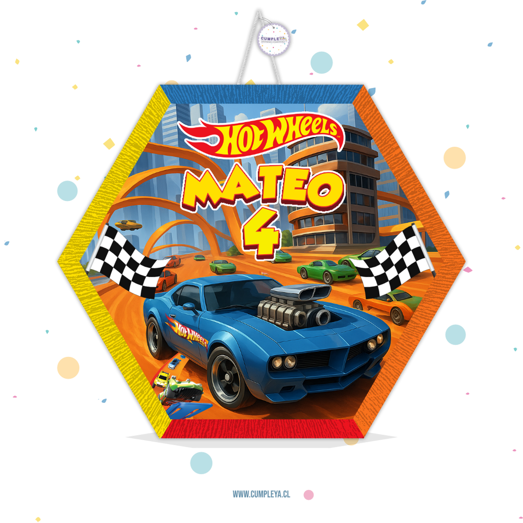 PIÑATA HOT WHEELS HEXAGONAL EXPRÉS 40CM