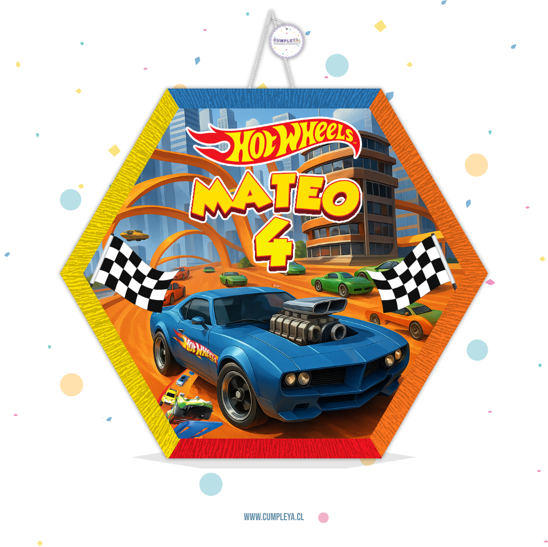 PIÑATA HOT WHEELS HEXAGONAL EXPRÉS 40CM