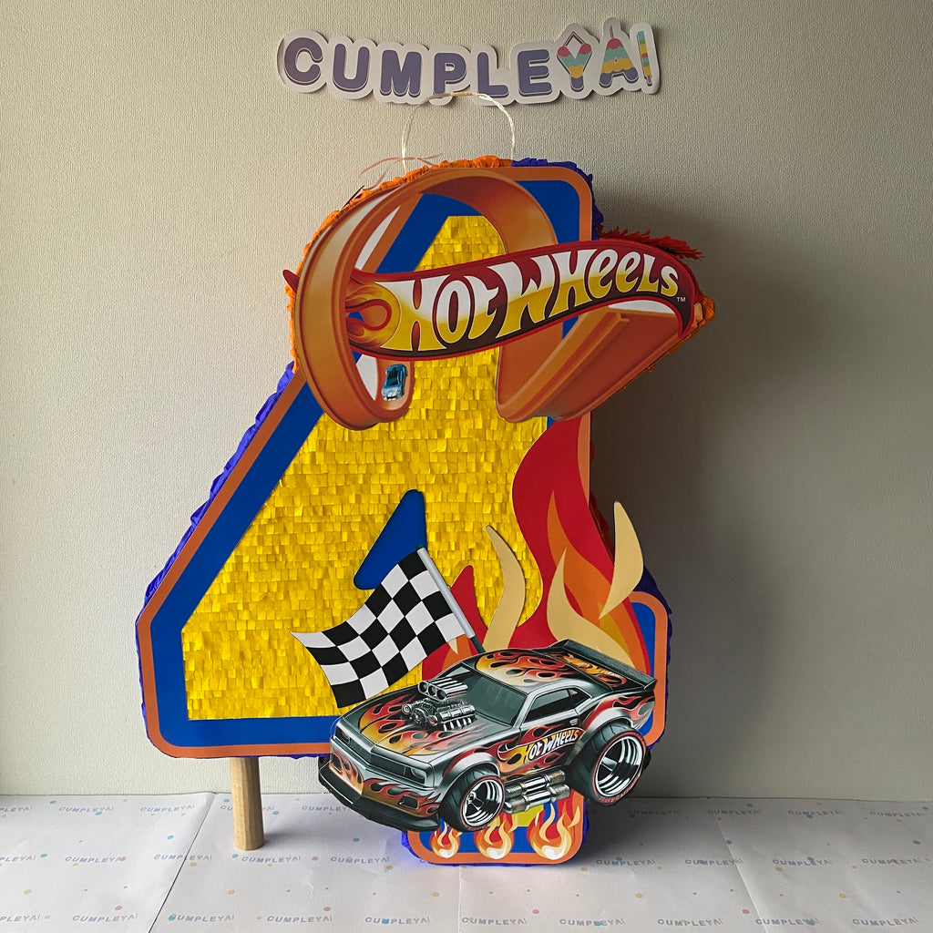 PIÑATA NUMERO 4 CON PISTA 60CM PREMIUM