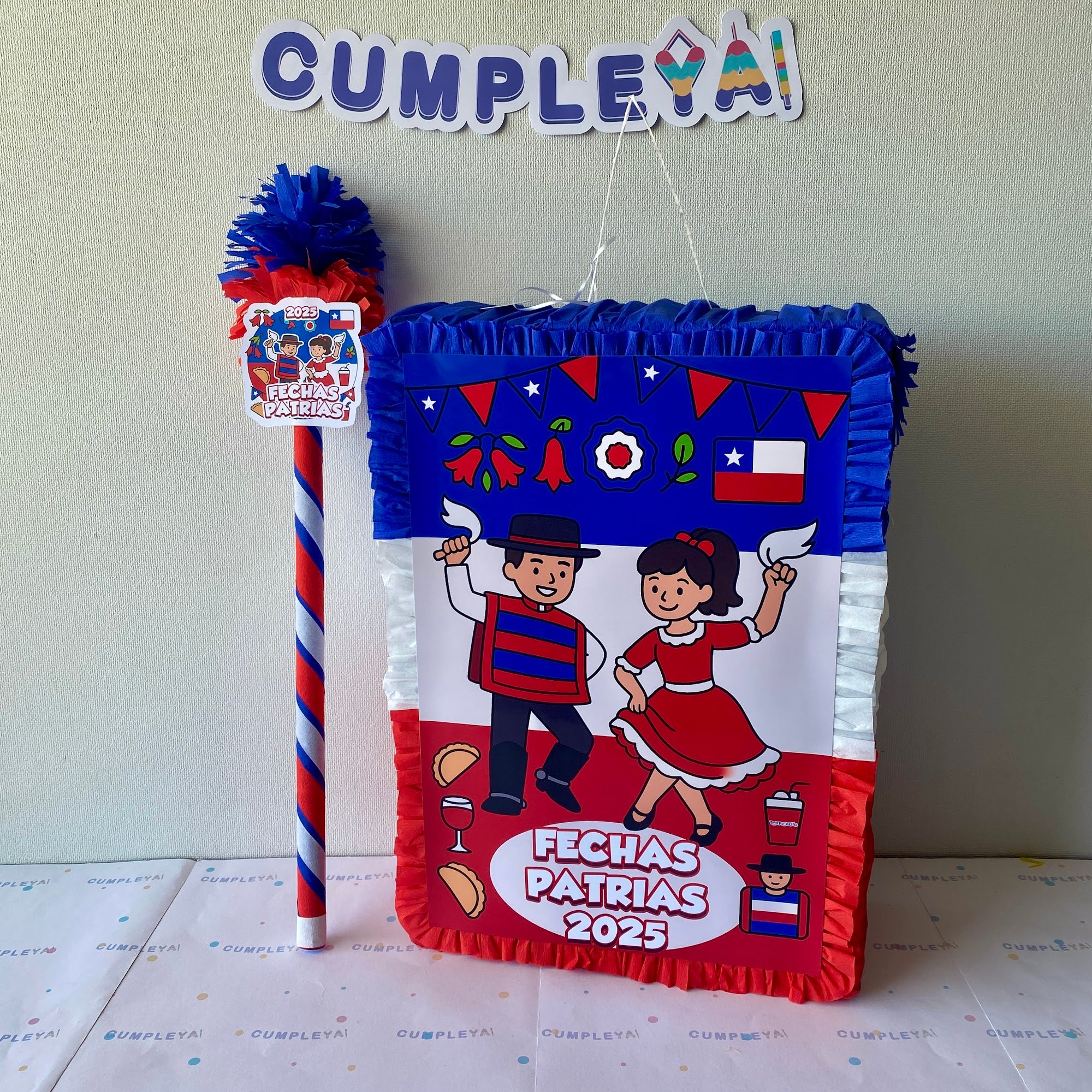 PIÑATA FIESTAS PATRIAS CHILE RECTANGULAR EXPRÉS 50CM