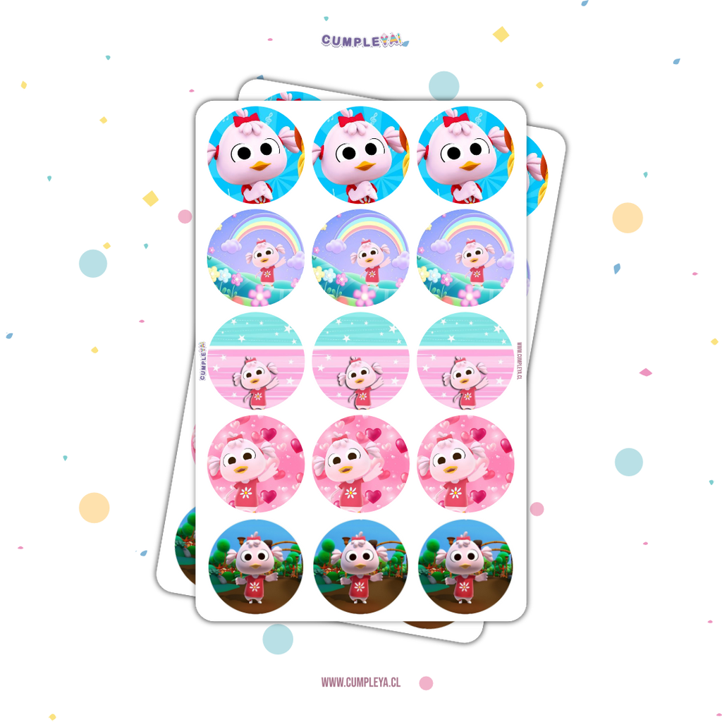 STICKER PATITA LULU CIRCULARES 5X5CM 30U TEMÁTICO