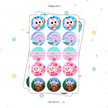 30 STICKER CIRCULARES 5 X 5 CM PATITA LULU