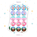 30 STICKER CIRCULARES 5 X 5 CM PATITA LULU