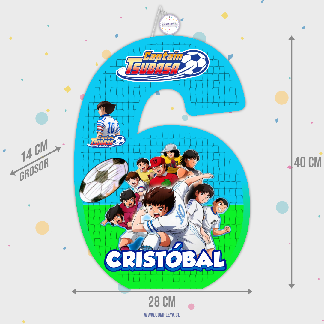 PIÑATA NUMERO 6 CAPITAN TSUBASA 40CM PREMIUM