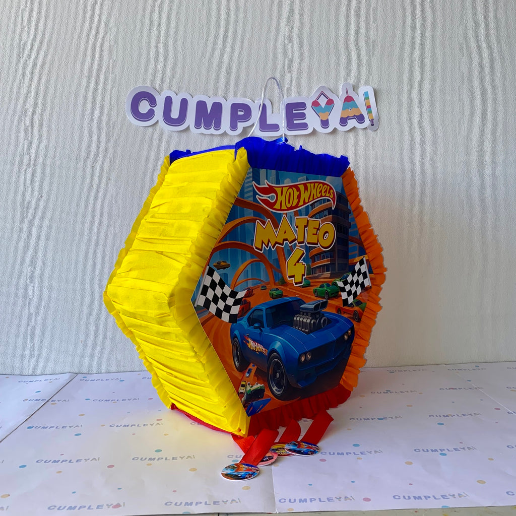 PIÑATA HOT WHEELS HEXAGONAL EXPRÉS 40CM
