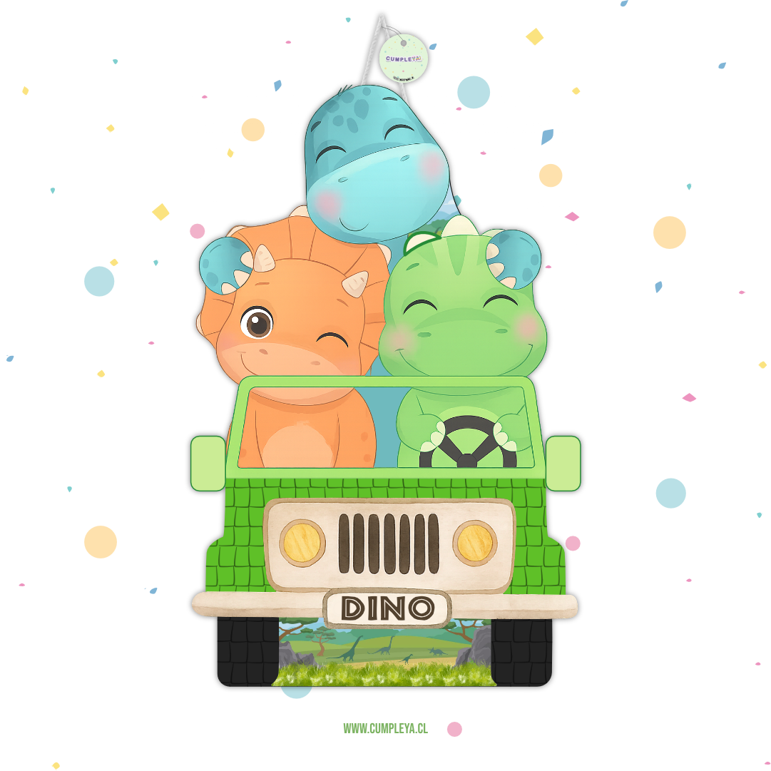 PIÑATA JEEP DINOSAURIO BEBES 40CM PREMIUM