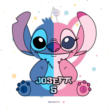 PIÑATA 40 CM STITCH Y ANGELA MANOS ARRIBA