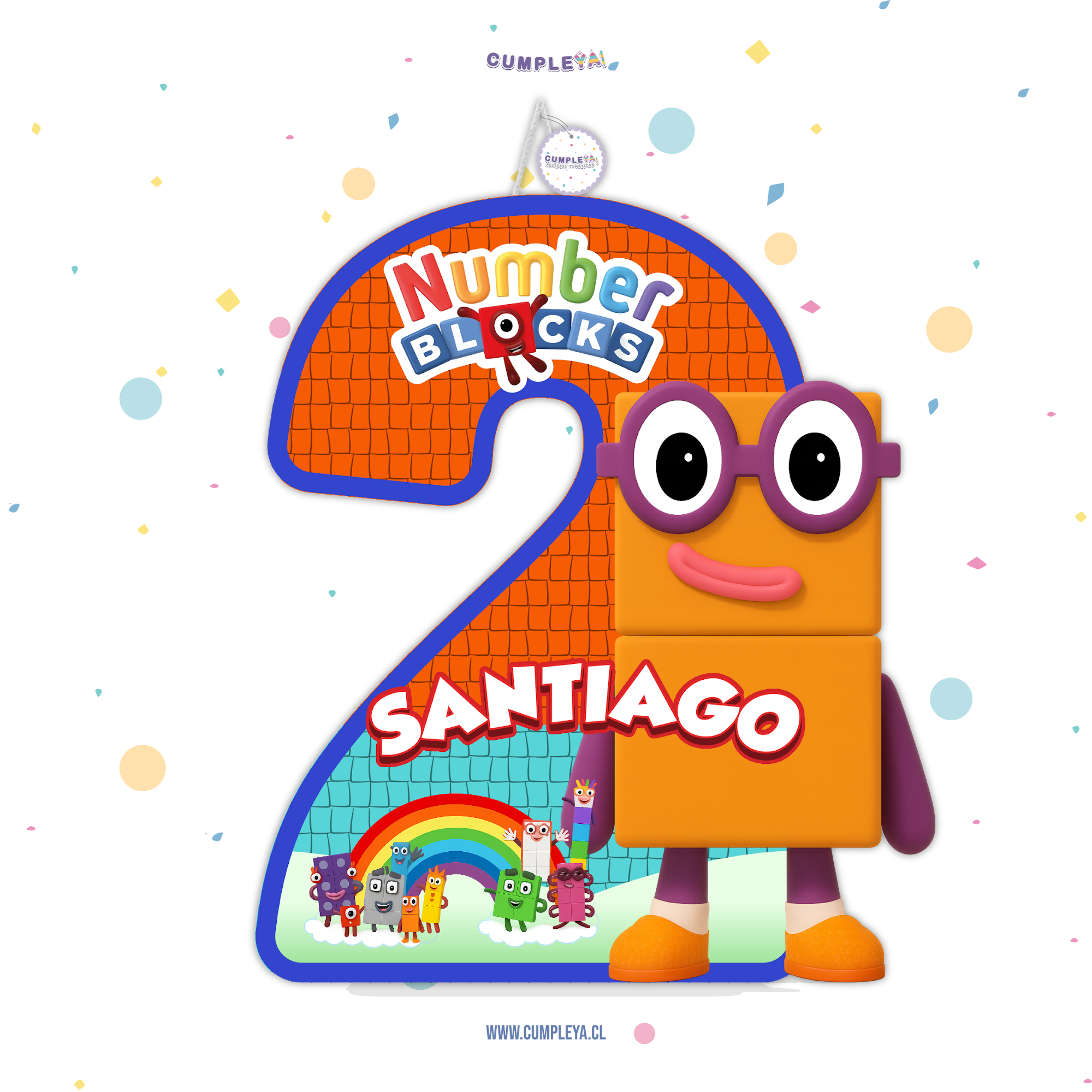 PIÑATA NUMERO 2 DE LOS NUMBERBLOCKS 40CM PREMIUM