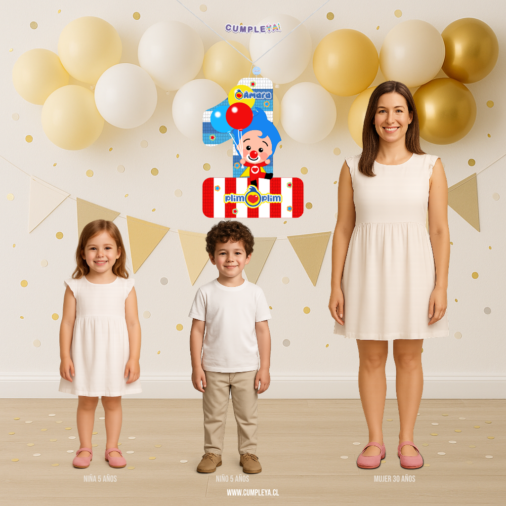 PIÑATA PAYASO PLIM PLIM NÚMERO 1 60CM PREMIUM