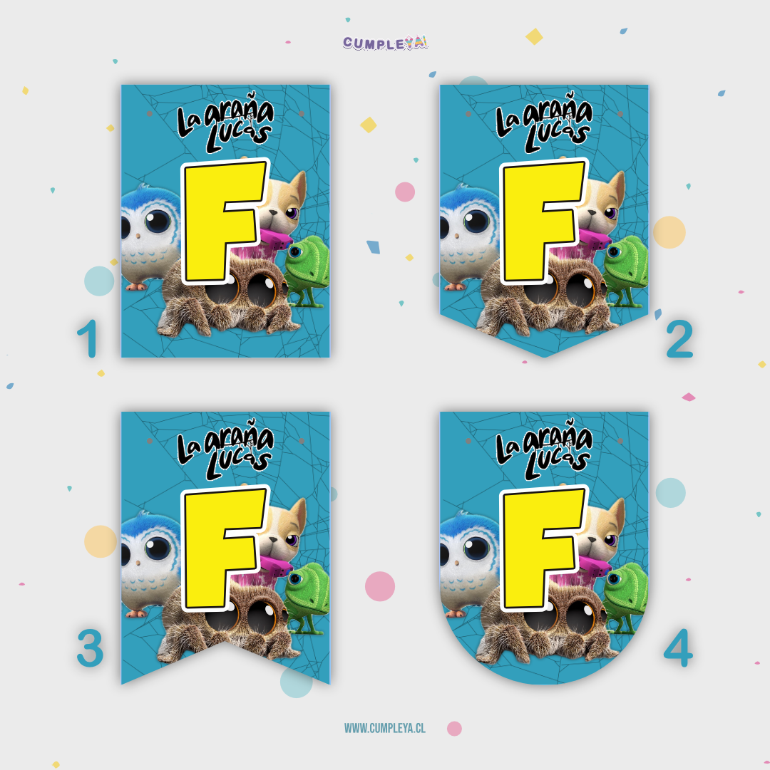 BANDERIN LA ARAÑA LUCAS FELIZ CUMPLEAÑOS 11X14CM 15U