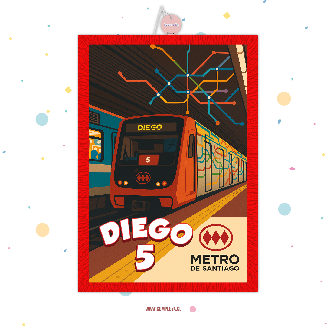 PIÑATA 40 CM RECTANGULAR LOGO METRO SANTIAGO