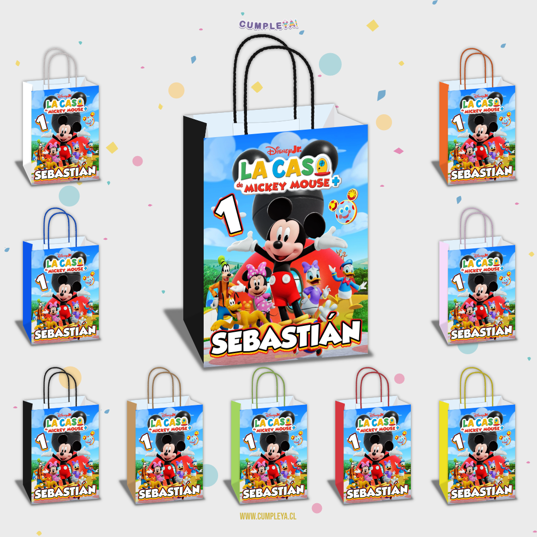 BOLSA SORPRESA CASA DE MICKEY PERSONALIZADO 16X21X8CM