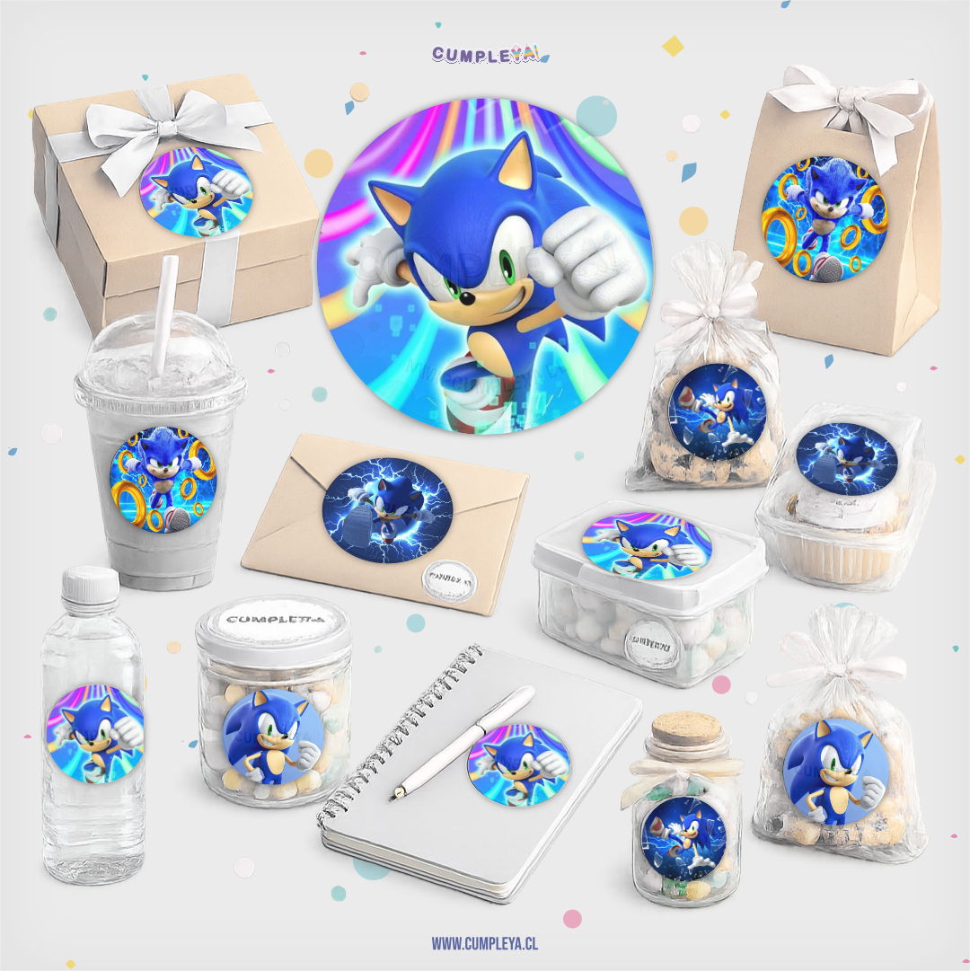 30 STICKER CIRCULARES 5 X 5 CM SONIC