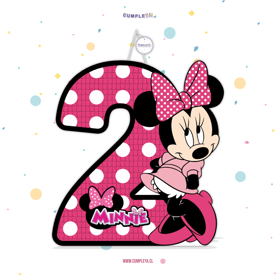 PIÑATA NUMERO 2 CON MINNIE DISNEY 40CM PREMIUM