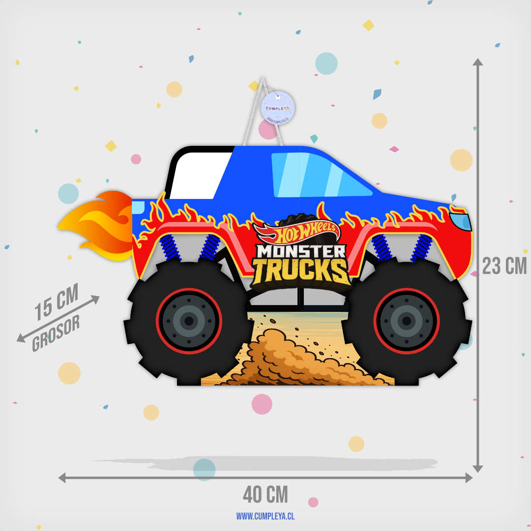 PIÑATA 40 CM MONSTER TRUCK AZUL